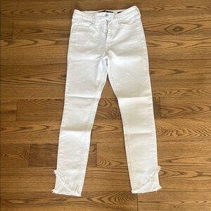 Hollister White Skinny Jeans with Frayed Hem